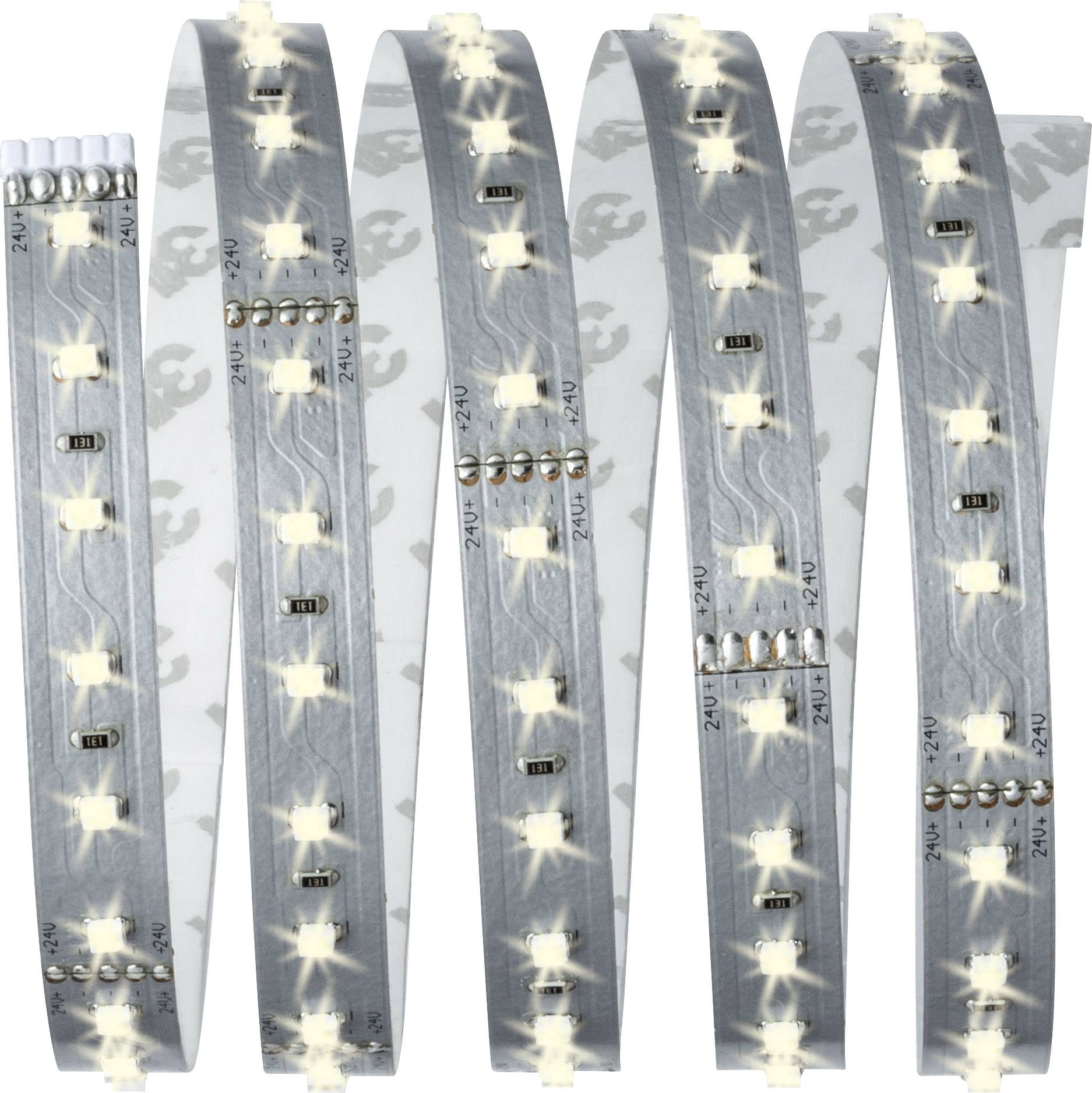 LED string lights with warm white illumination on a flexible, adhesive strip, suitable for decorative lighting.