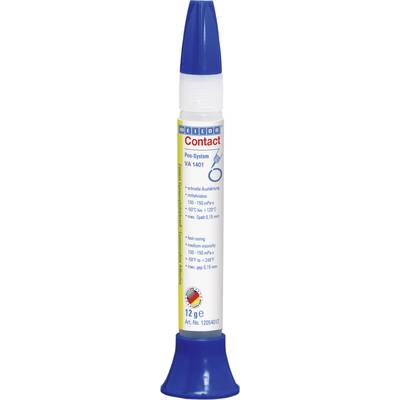 'Contact Pen System VA 1401' Adhesive Tube with Blue Cap, 12g. Contains technical specifications and practical application instructions.