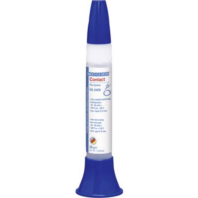 A blue tube of glue with the label 'Contact VA 8406'. Contains information about size and application on the label.