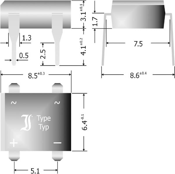 Diotec B500D Diode bridge DIL 4 1000 V 1 A 1-phase
