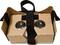 Cardboard VR headset with two plastic lenses and black strap band, foldable for smartphone use.