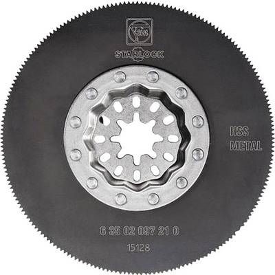 Circular saw blade with the inscription 'Starlock HSS Metal'. Shows metal teeth and is made of robust material, suitable for metalworking.