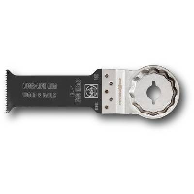 Saw blade attachment with the inscription 'LONG-LIFE BIM WOOD & NAILS', suitable for wood and nails, made of metal and plastic.