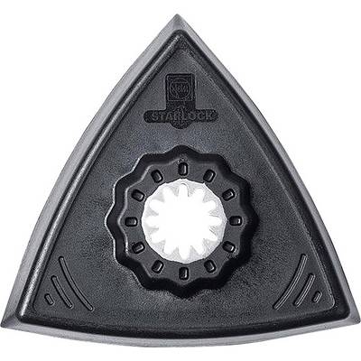 'Triangular tool attachment for multi-function tools, Starlock system, serrated opening in the centre, suitable for grinding and cutting tasks.'
