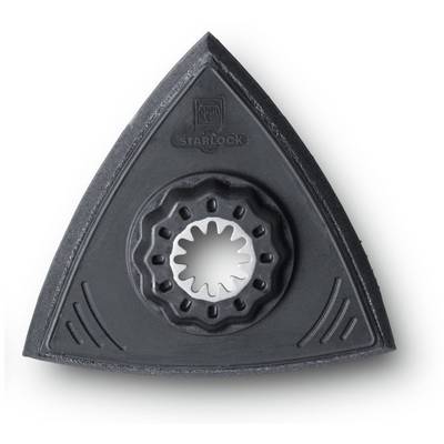 Black triangular metal sanding plate with Starlock mounting, specially designed for use in multitools.