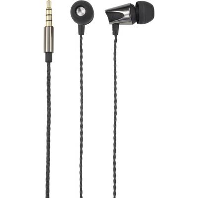Renkforce    In-ear headphones Corded (1075100)  Black (metallic)  Headset