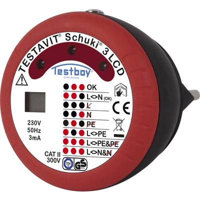 Testboy Testavit Schuki 3 LCD Mains outlet tester  CAT II 300 V LED, LCD