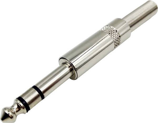TRU COMPONENTS 1408830 6.35 mm audio jack Plug, straight Number of pins: 3 Stereo Silver 1 pc(s)