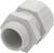 A grey plastic cable gland with threading, suitable for cable installation in electrical applications.