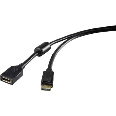 Renkforce DisplayPort Cable extension DisplayPort plug, DisplayPort socket 1.80 m Black RF-4229025 gold plated connector-0