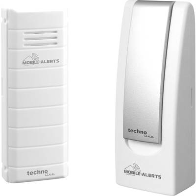 Two white sensor devices with the logos 'Techno Line' and 'Mobile Alerts', presumably for temperature or weather monitoring.