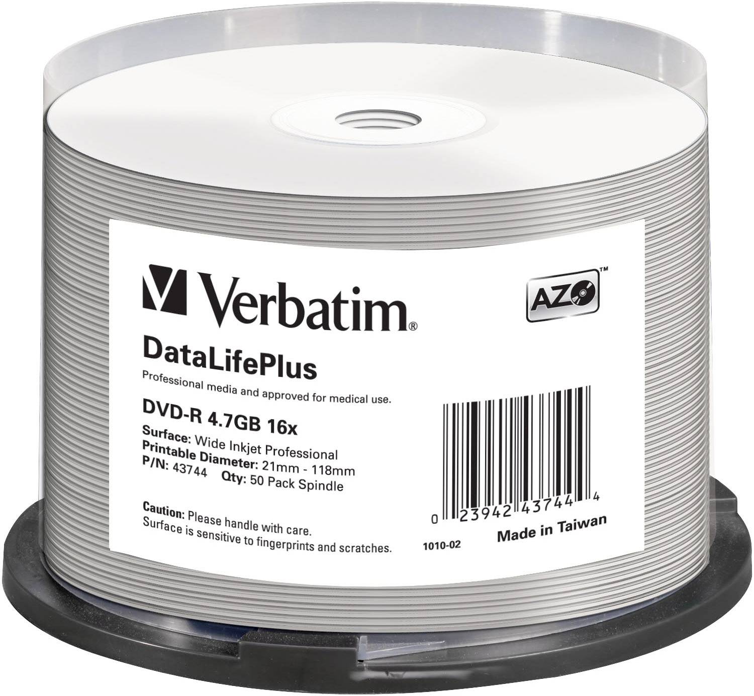 Verbatim 43744 Blank DVD-R 4.7 GB 50 pc(s) Spindle Printable