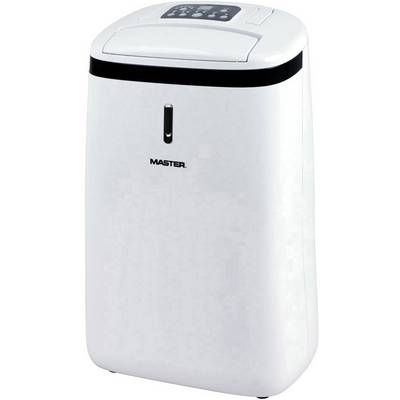 A white, modern air conditioning unit with a digital control panel on top and 'Master' logo on the front. Ideal for indoor use.