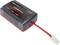 Battery charger by Voltcraft, model 'V-Charge Eco'. It has a black surface with ventilation slots and a cable with a plug.