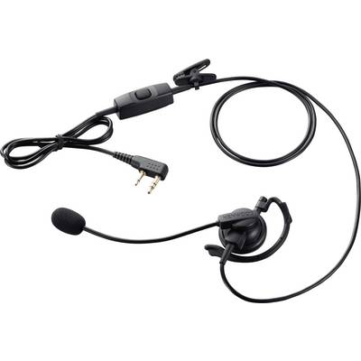 A black headset with microphone and 3.5mm jack plug, suitable for use with radio devices or mobile devices.