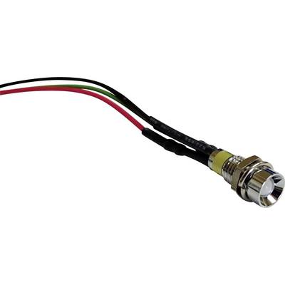 'Close-up of a coaxial cable with three wires in black, red, and green colours, connected to a metal plug.'