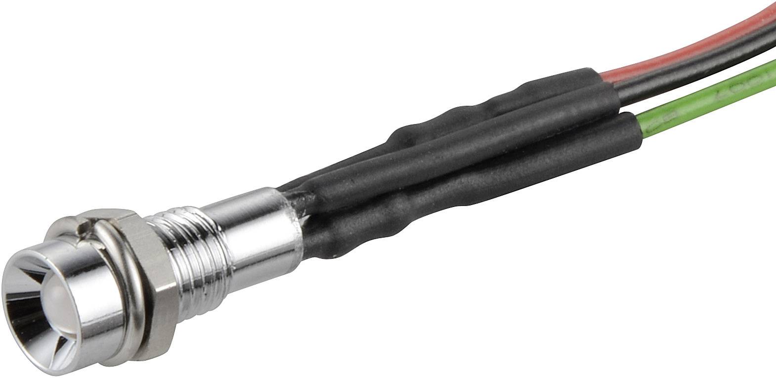 A metal plug with a thread, connected to three cables with black, red, and green insulation, on a white background.