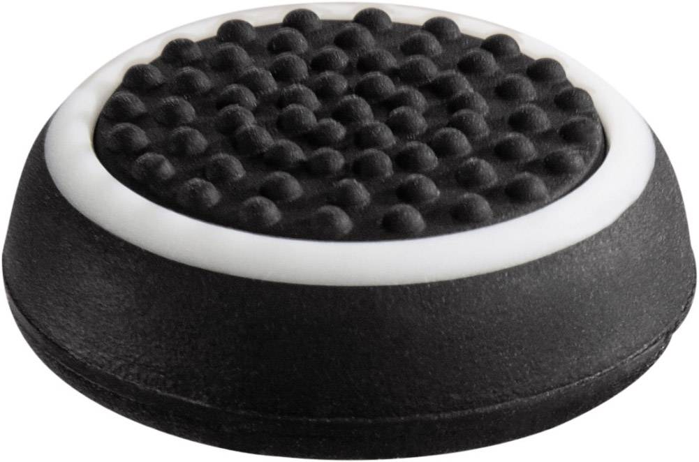 Black round disc with raised dots on the top surface, surrounded by a white ring.