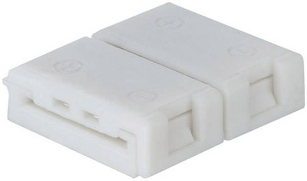 White plastic connector with two parallel rectangular slots, used for connecting electrical cables or components.