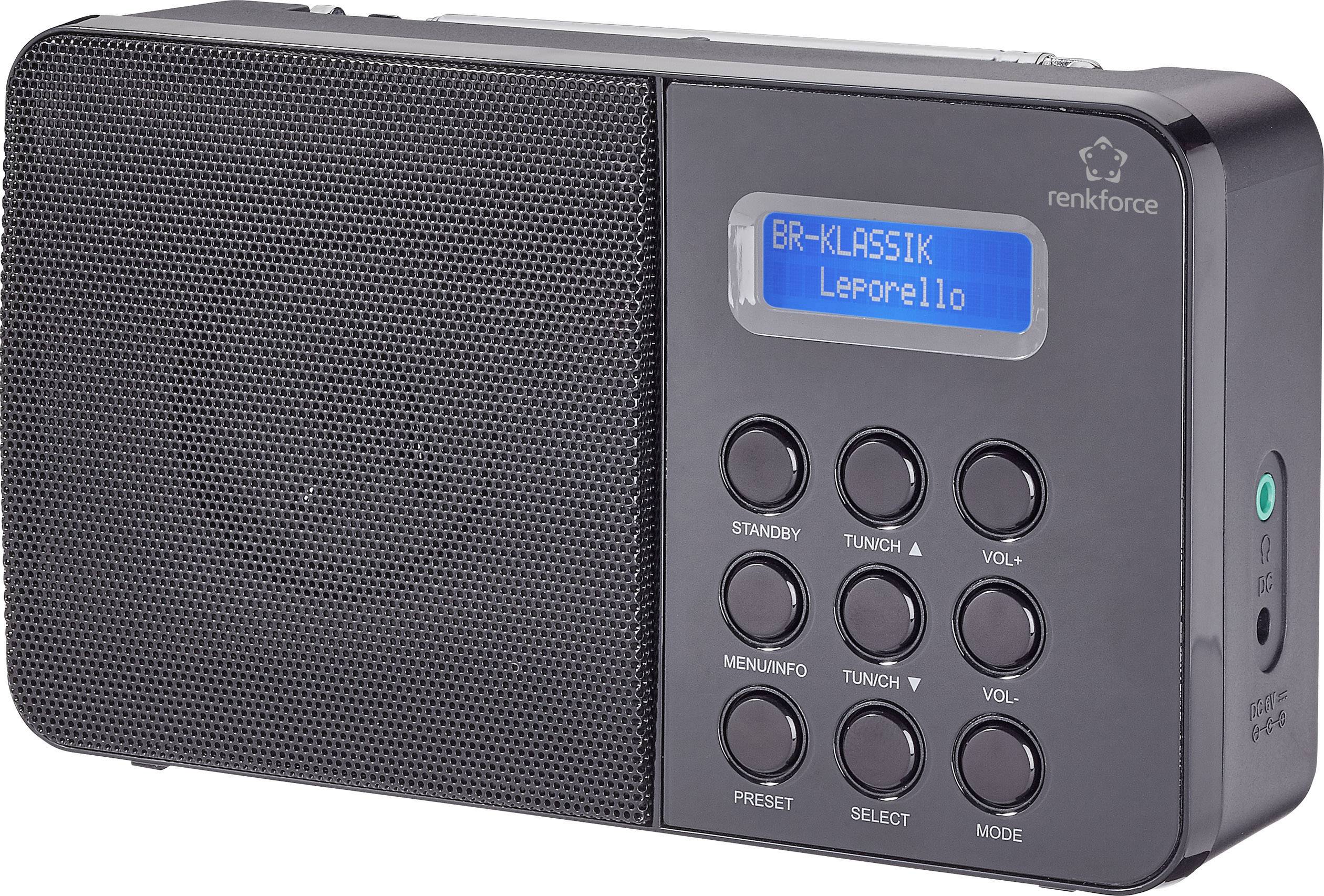 Renkforce NE6208 DAB+ Portable radio DAB+, FM Black from