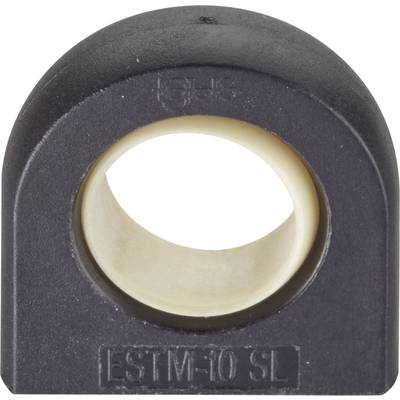 Black plastic holder with a circular opening, labelled 'ESTM 10 SL', likely suitable for mounting pipes or cables.