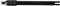A black, cylindrical object with a wide end and a narrow, elongated section. It looks like a technical device.