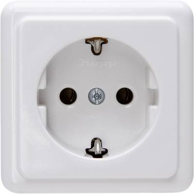 A white European wall socket, suitable for two-pin plugs.