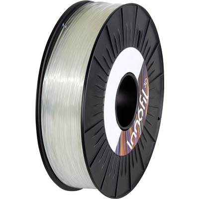 A reel of transparent 3D printer filament. The brand name is printed on the spool.