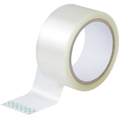Transparent sellotape roll with partially unrolled tape.