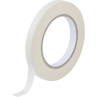 A roll of white adhesive tape with its end pulled back, lying on a neutral background.