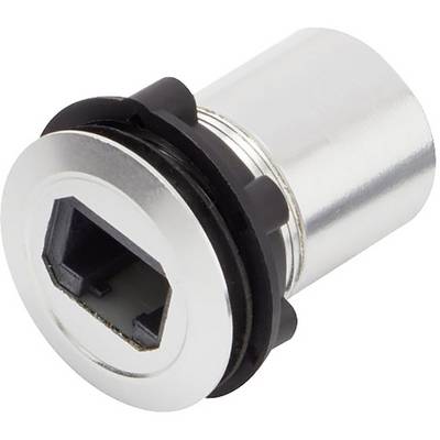 Round, silver lock cylinder with a rectangular key entrance.