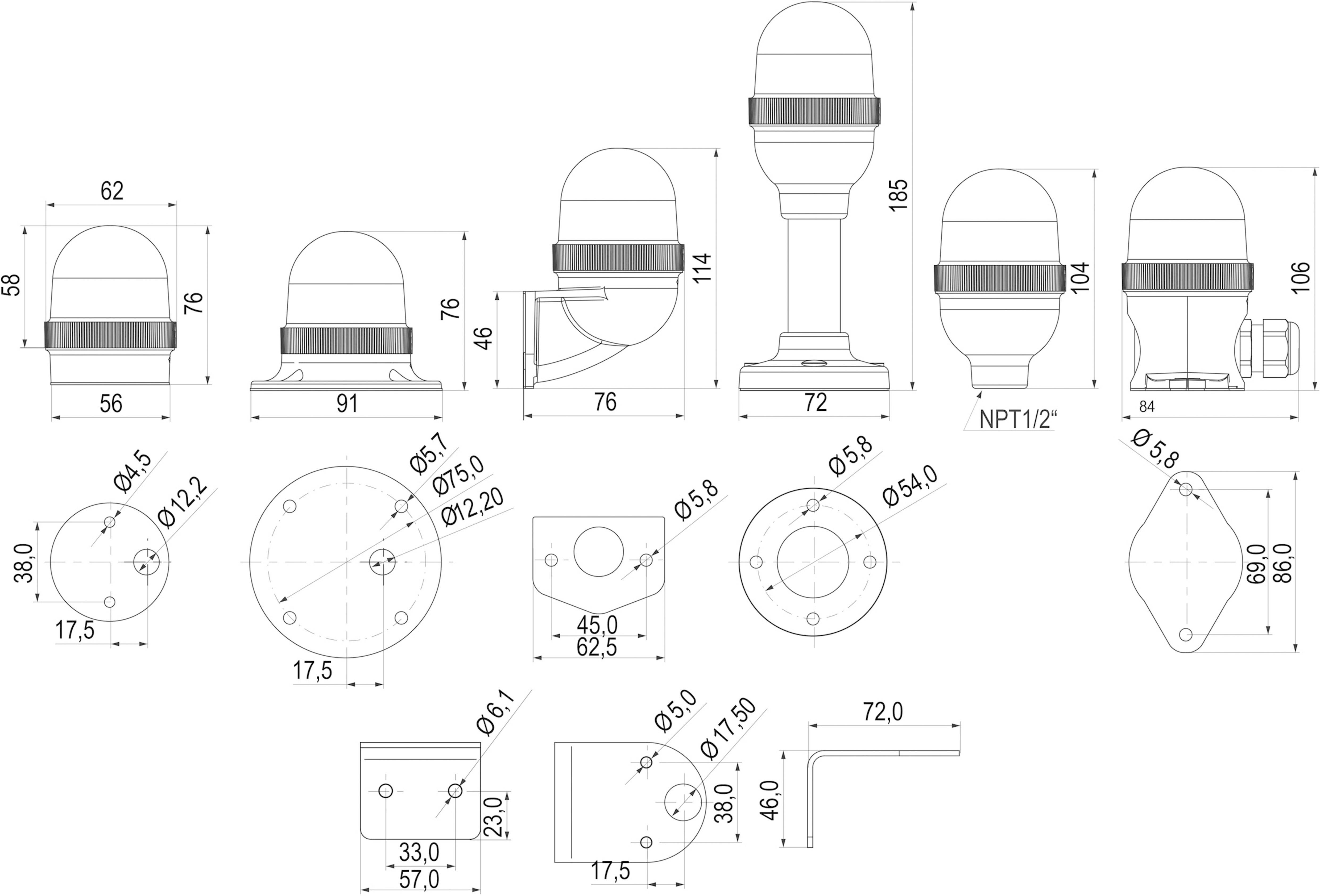 Auer Signalgeräte Light LED AUER 858511313.CO Orange Flash 230 V AC-1