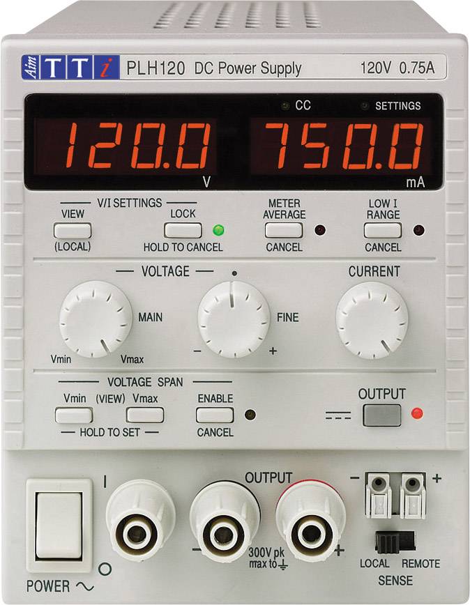 Aim TTi PLH120 Bench PSU (adjustable voltage) 0 - 120 V 0 - 0.75 A 90 W No. of outputs 1 x