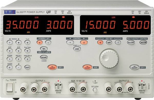 Aim TTi QL355TP SII Bench PSU (adjustable voltage) 0 - 35 0 - 3 A 228 W No. of outputs 3 x