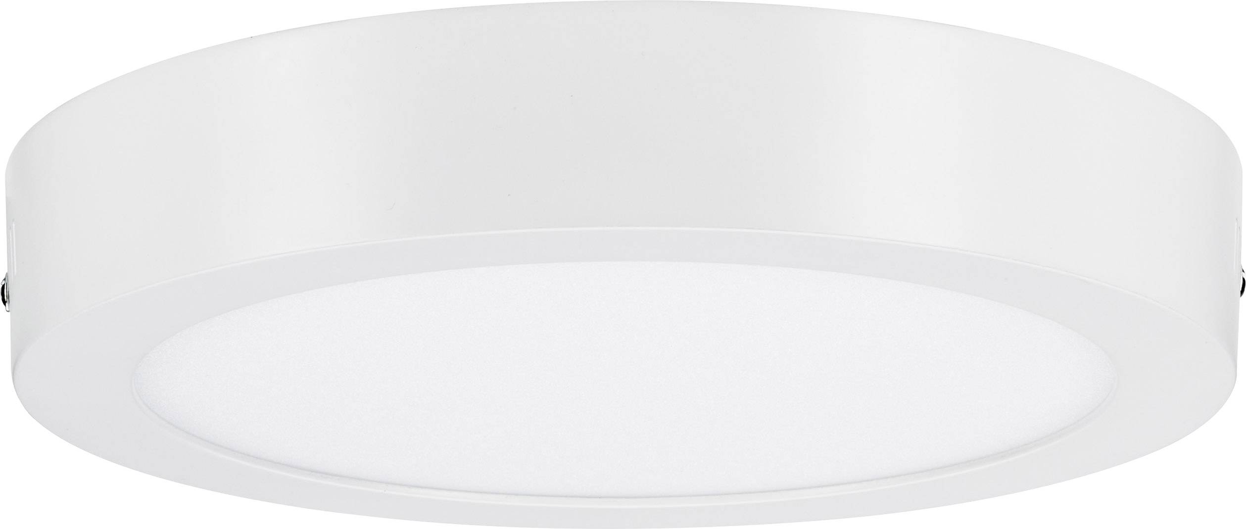 A round, flat ceiling light in white, with simple, modern design. It emits diffused light.