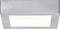 Rectangular silver ceiling light with a flat, modern design and a central white illumination surface.