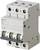 A three-pole circuit breaker with green "OFF" positions. The Siemens logo is visible in the top left corner.