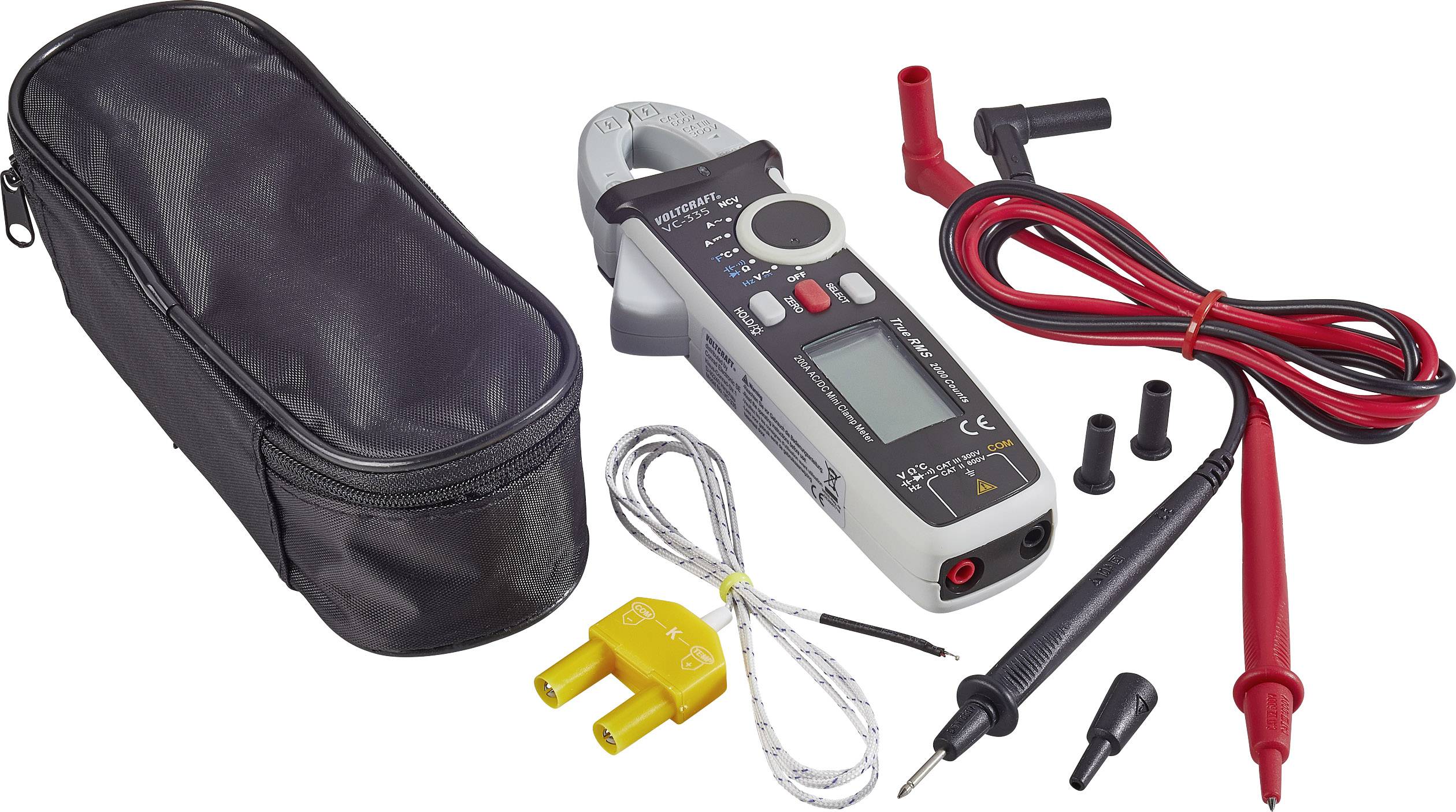 VOLTCRAFT VC335 Clamp meter Digital CAT II 600 V, CAT III 300 V Display (counts) 2000