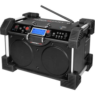 PerfectPro Rockhart BT Workplace radio DAB+, FM AUX, Bluetooth Battery charger, splashproof, dustproof, shockproof, rechargeable Black