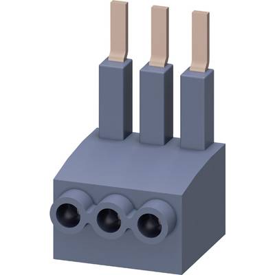Three-pin plug connector in grey, vertically oriented, with three rectangular pins; used for electrical connection.