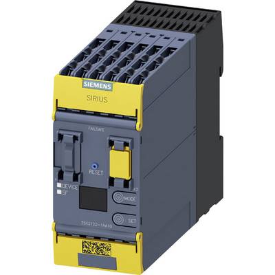 Industrial component from Siemens with 'Sirius' labelling, switches and LED indicators for safety controls.