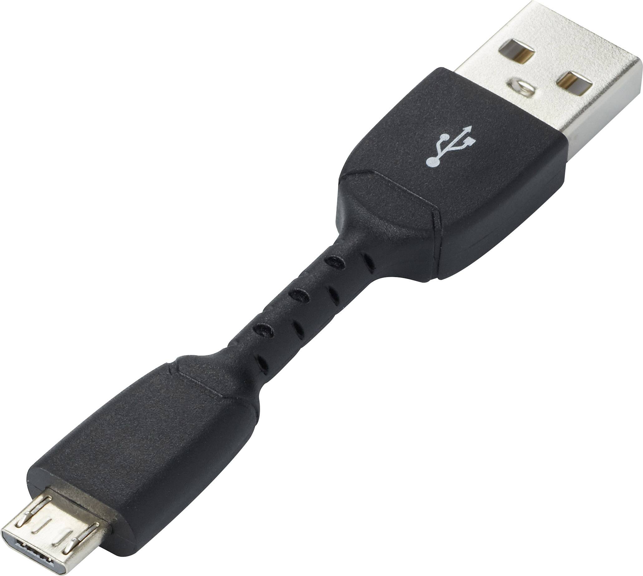 Renkforce USB cable USB 2.0 USB-A plug, USB Micro-B plug 0.05 m Black RF-4260171