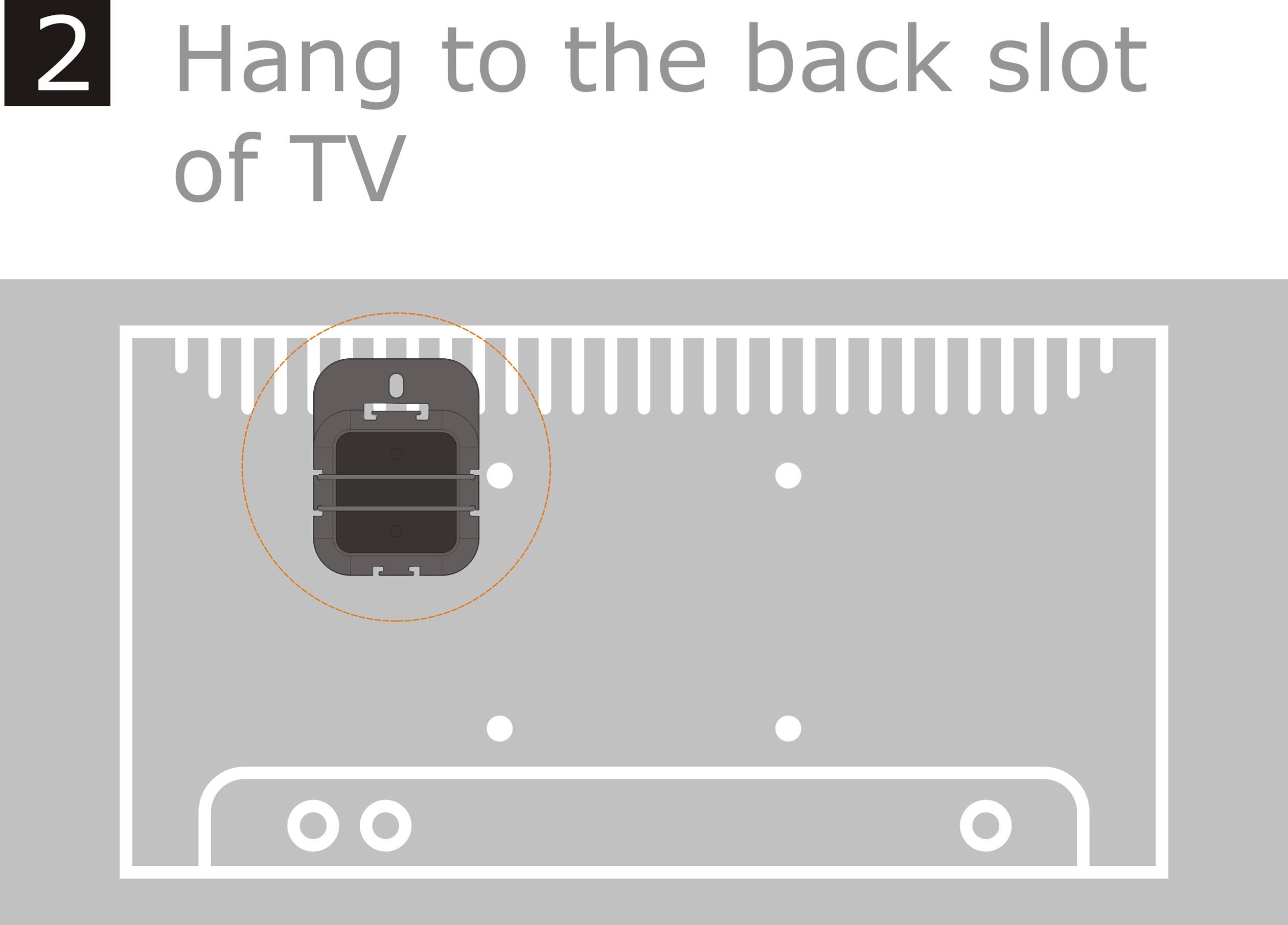 Step 2: Insert the device into the rear socket of the television. The image shows how the device is secured.