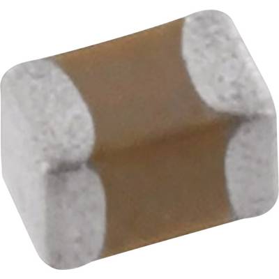A rectangular, two-coloured component, likely an electronic part such as a capacitor, with metal ends and a brown core.
