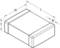 Isometric drawing of a rectangular enclosure with marked dimensions Length (L), Width (B), Height (T) and Width (W).