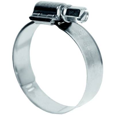 'Metal hose clamp with screw closure, suitable for securing hoses to pipes to prevent leakage.'