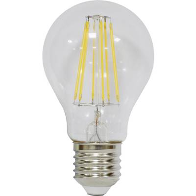 A clear light bulb with a visible filament, standing upright. The base is silver. Not illuminated.