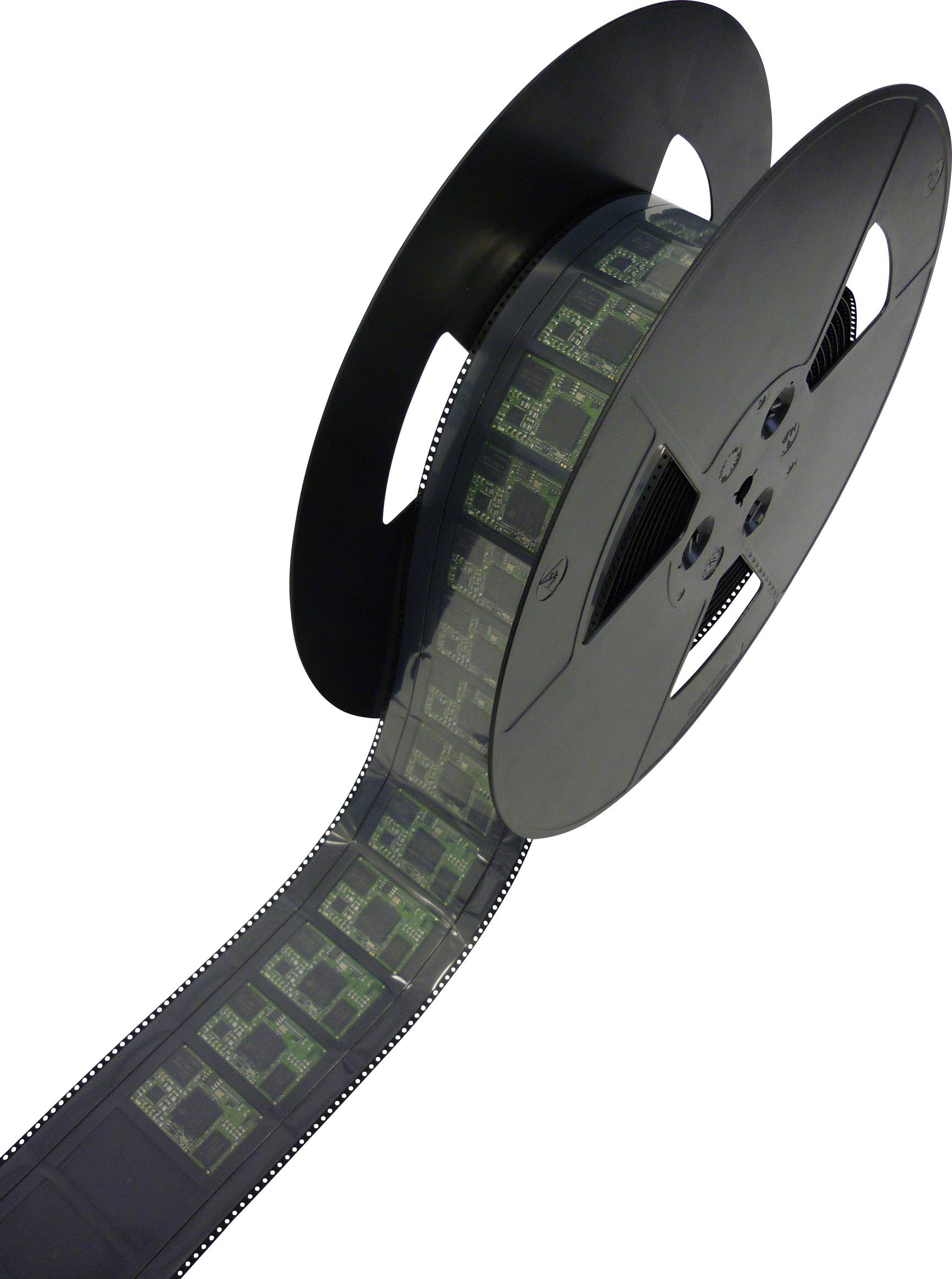 A roll of film with a transparent film spool, featuring printed numbers in the frame window.