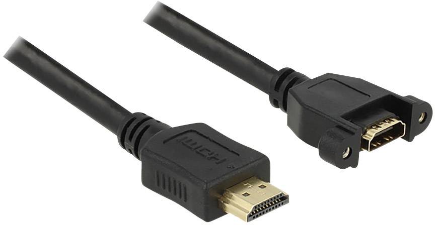 Delock HDMI Cable extension HDMI-A plug, HDMI-A socket 1.00 m Black 85102 screwable, gold plated connectors HDMI cable