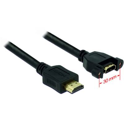 Two HDMI cables: one with a plug, the other with a socket. The socket has a width of approximately 30 mm.